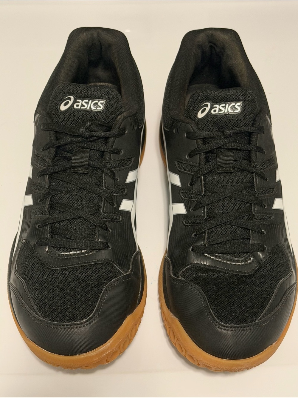 Asics Black & White Indoor Court Sneakers with Gum Sole